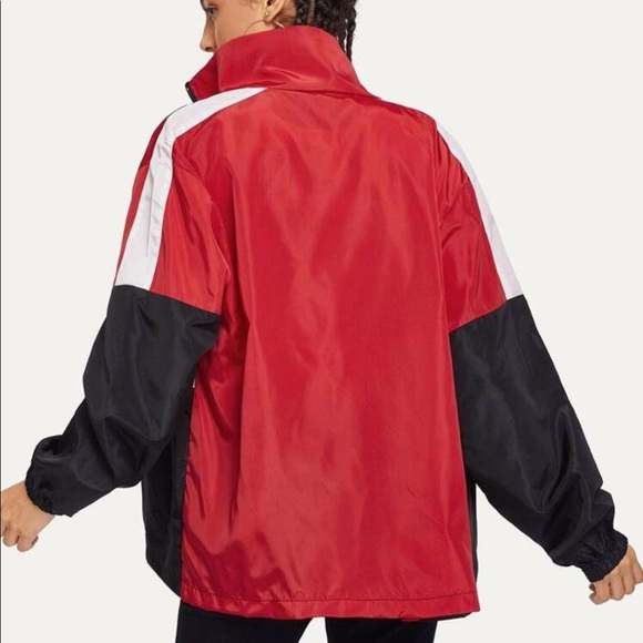 Letter Print Cut Windbreaker Jacket - Picture 2 of 3